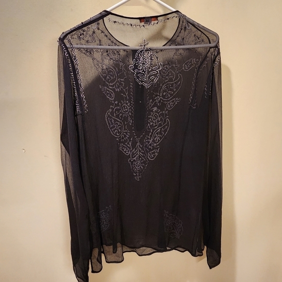 Glam Black 100% Silk Light Weight tunic blouse size 38 - Picture 8 of 15